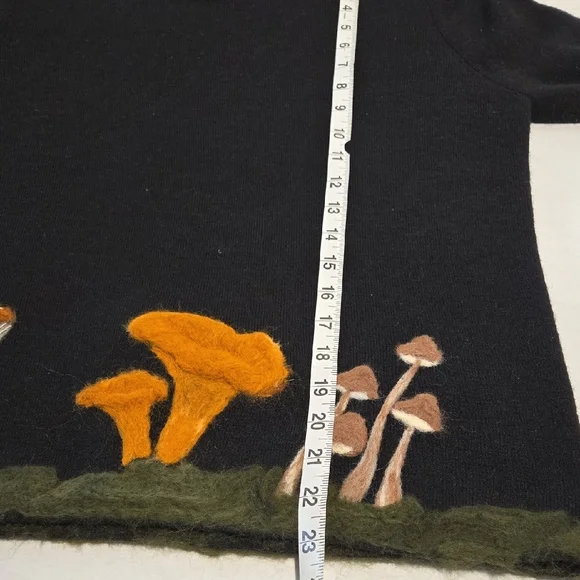 Carole Little Black Sweater with Colorful Mushroom Design - Picture 6 of 7